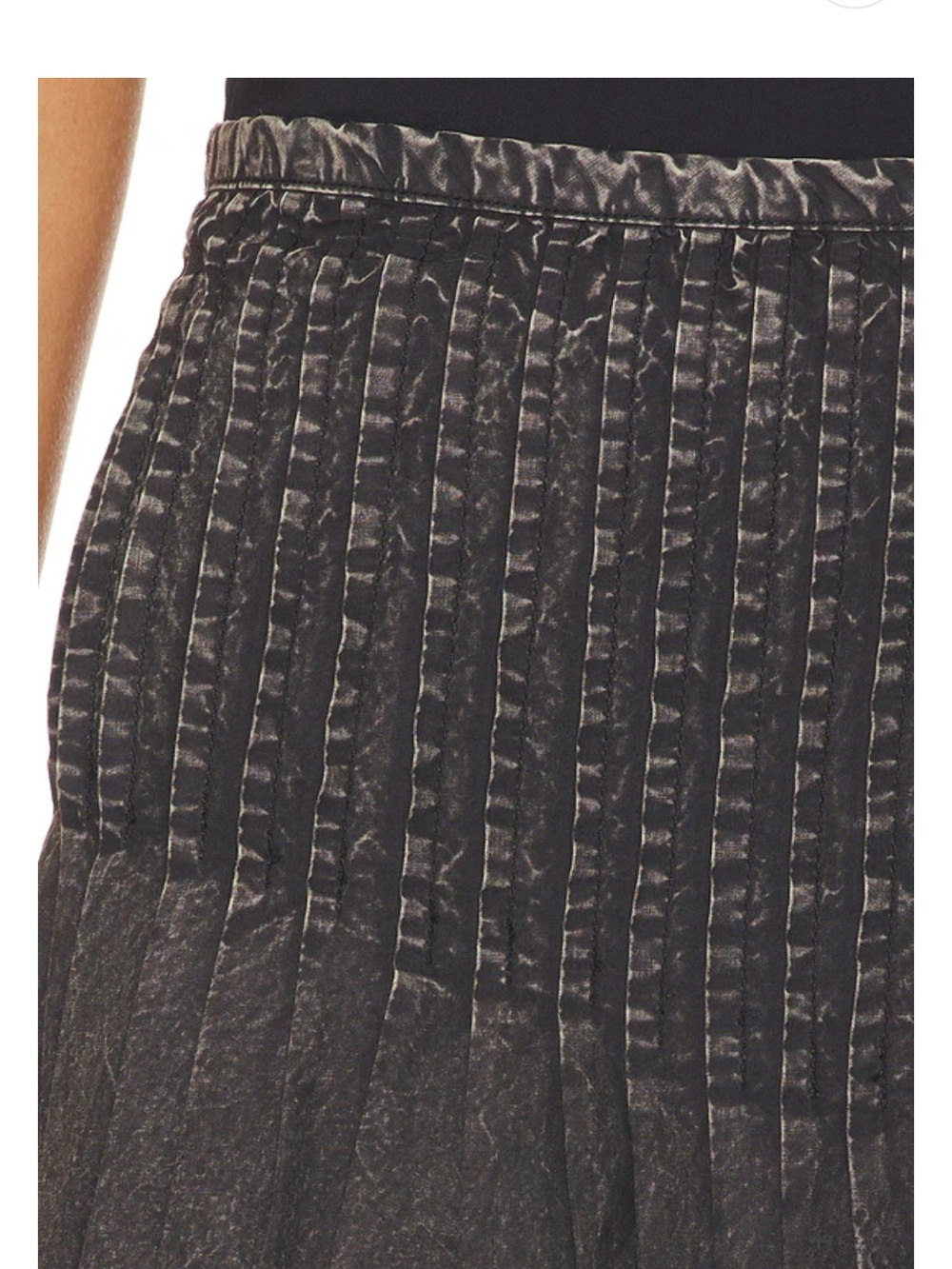 Free People Peyton Pintuck Midi Skirt In Washed Black 6 - Picture 6 of 7